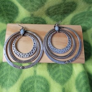Southwestern Antiqued Silver Plated Hoop Earrings